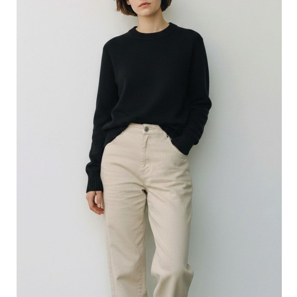 Quince Women S NWT Cashmere Crewneck Sweater Black Quiet Luxury Minimalist Prepp